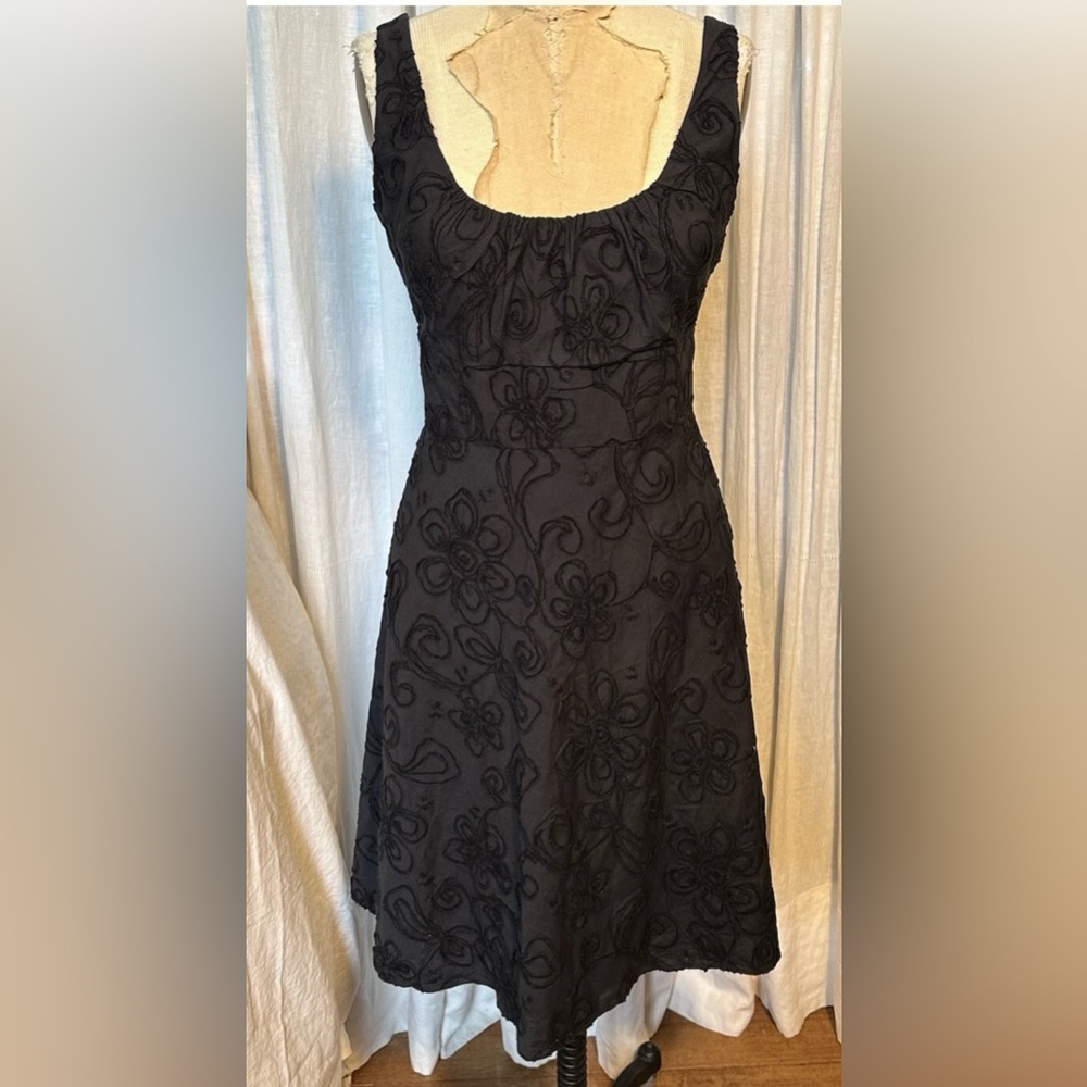 Evan Picone Black Spaghetti Strap Floral Dress